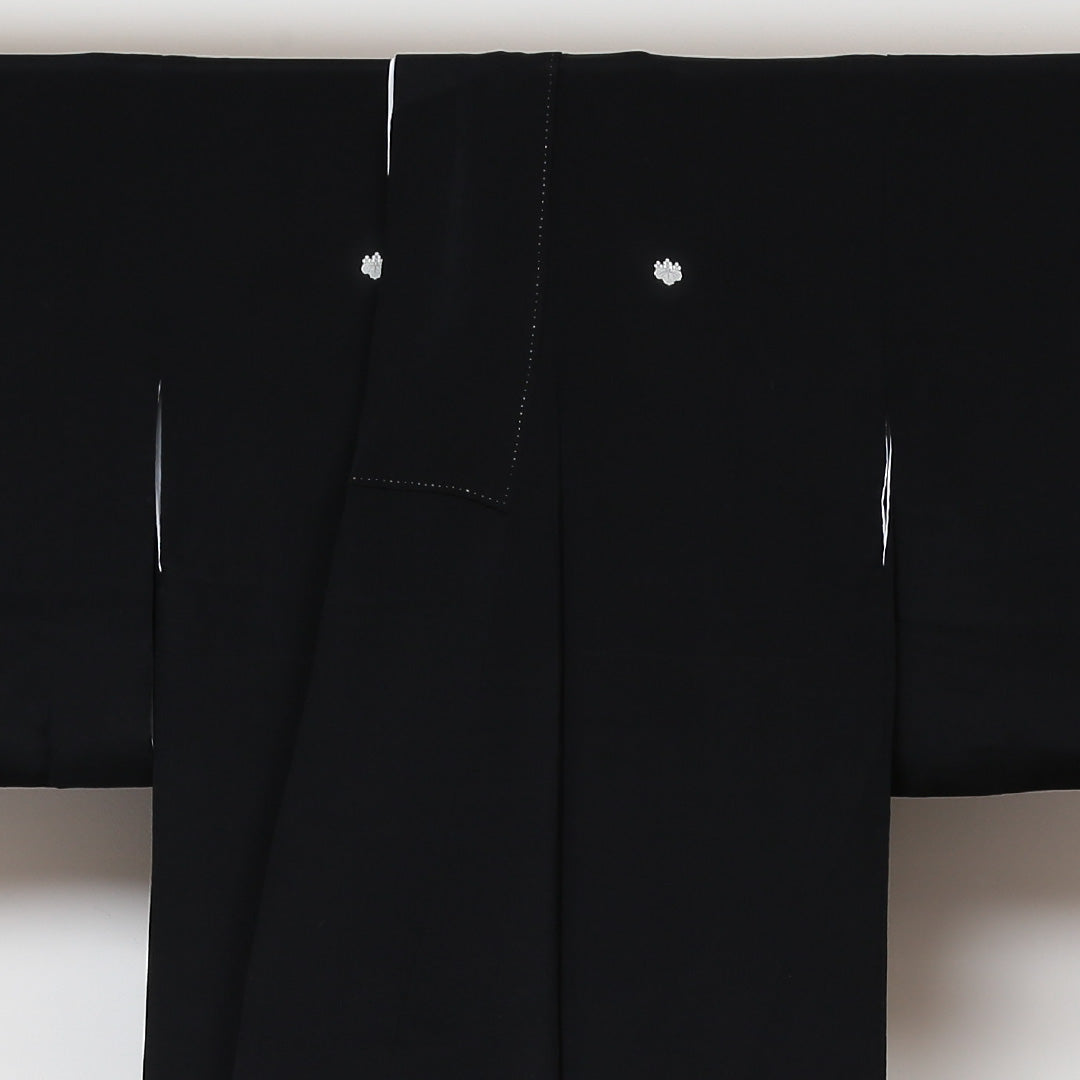 黒留袖 五つ紋 五三桐 身丈163cm 裄丈62.5cm Sランク 正絹 袷 広衿 L 京友禅 雉 牡丹 フォーマル 黒系 1211-F0189