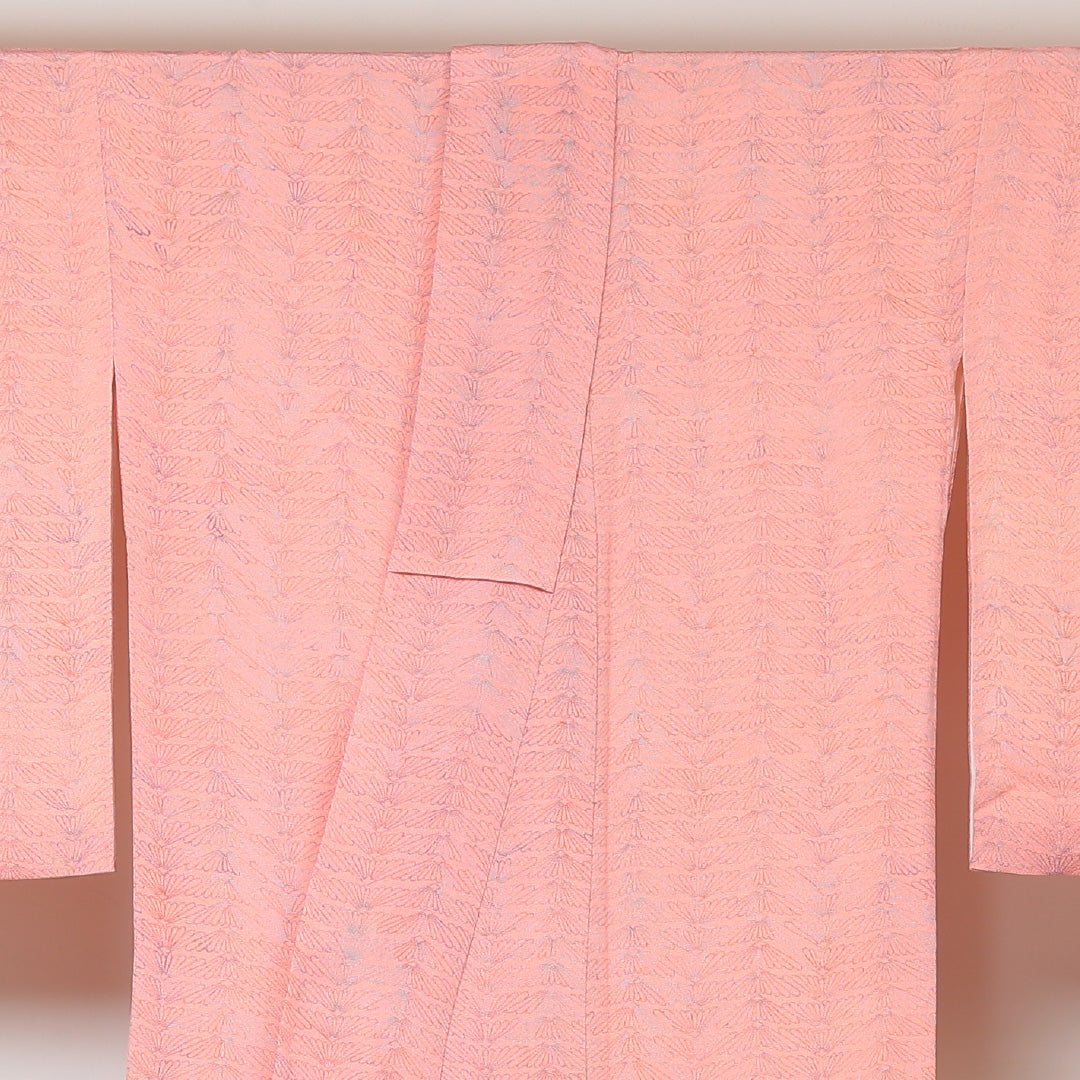 小紋 袷 身丈170cm 裄68cm ピンク系 正絹 Sランク 1215014462613