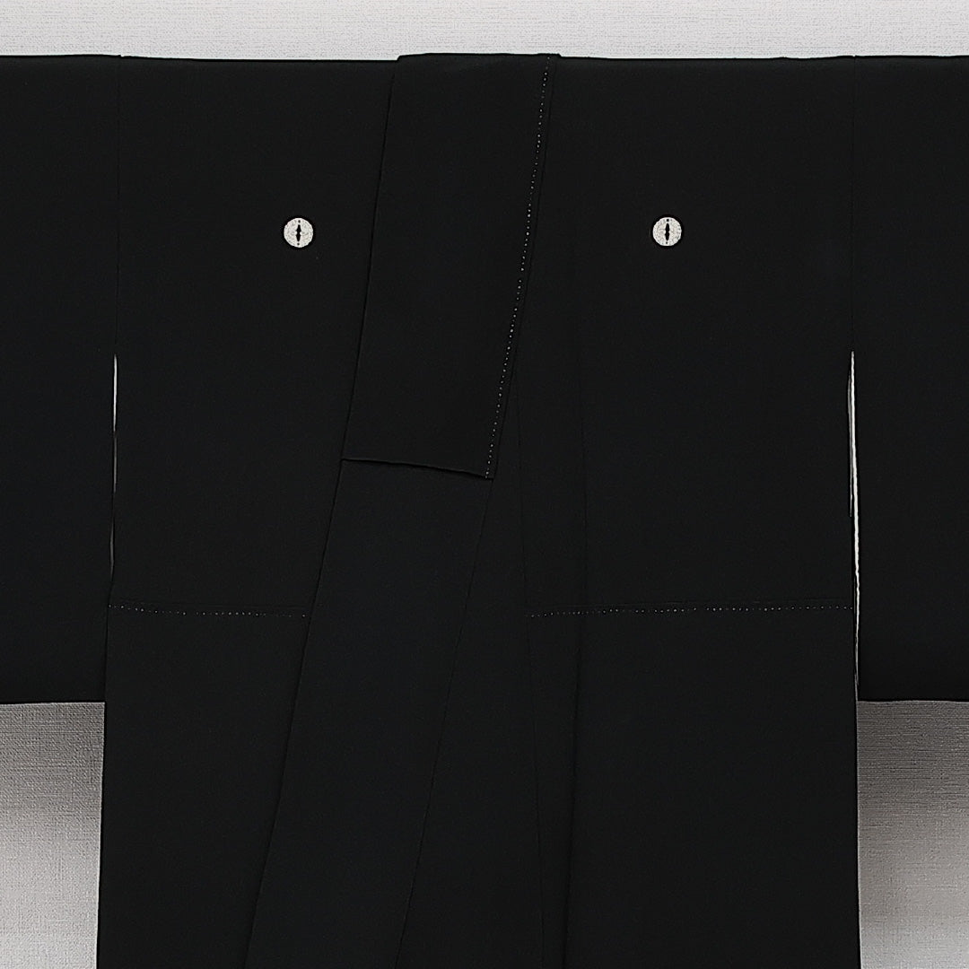 黒留袖 五つ紋 向い蝶 京友禅の巨匠 松井青々 作 身丈154cm 裄丈60.5cm Sランク 正絹 袷 広衿 S タタキ染 蘇州刺繍 石庭 フォーマル 幻想的 落ち着き 黒系 1211-F0620