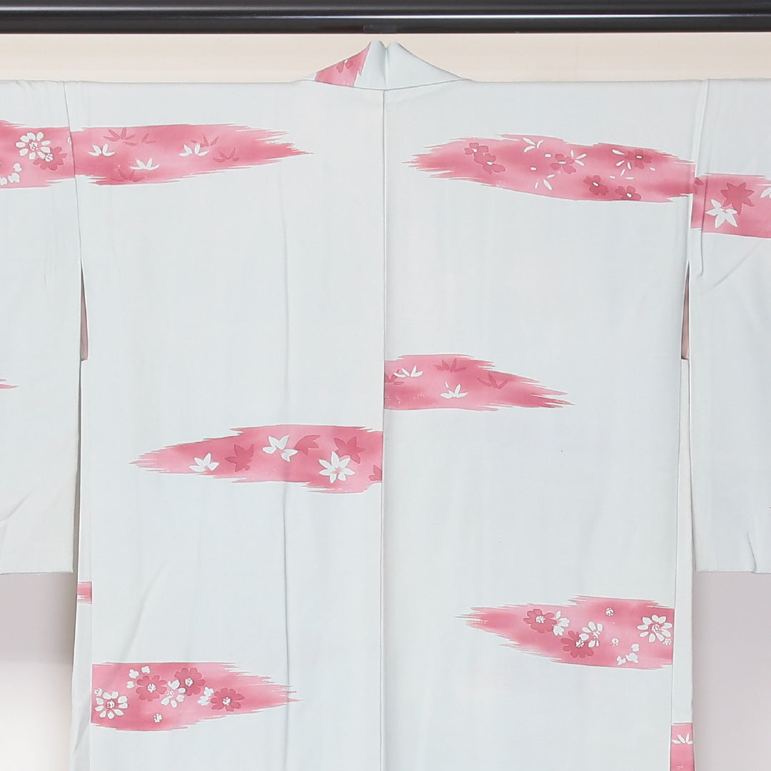 羽織 袷 身丈84cm 裄丈63cm 正絹 Cランク カジュアル Sサイズ 菊 紅葉 グレー系 HP 1232-06122