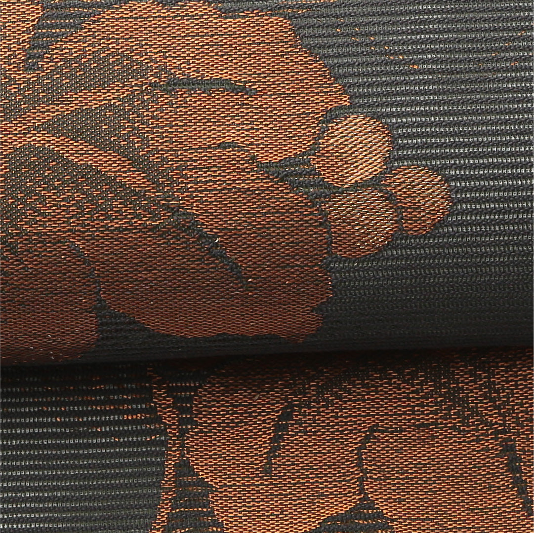 夏物 名古屋帯 六通 帯丈364cm カジュアル Sランク 正絹 絽 葡萄 黒系 1224-01989