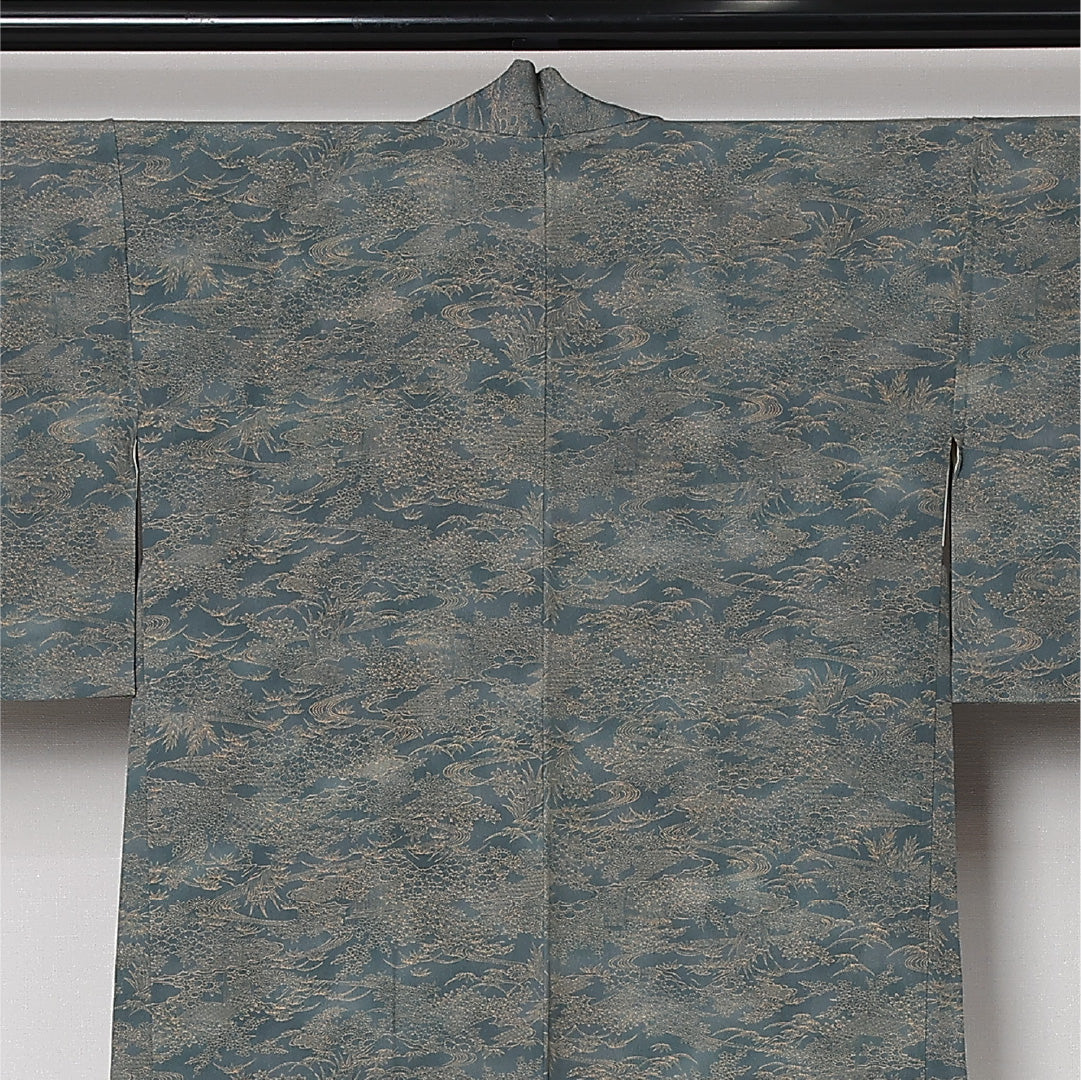 羽織 袷 身丈76cm 裄丈62cm 正絹 Sランク カジュアル Sサイズ 紐あり 八橋 水色系 RP 1232-12718