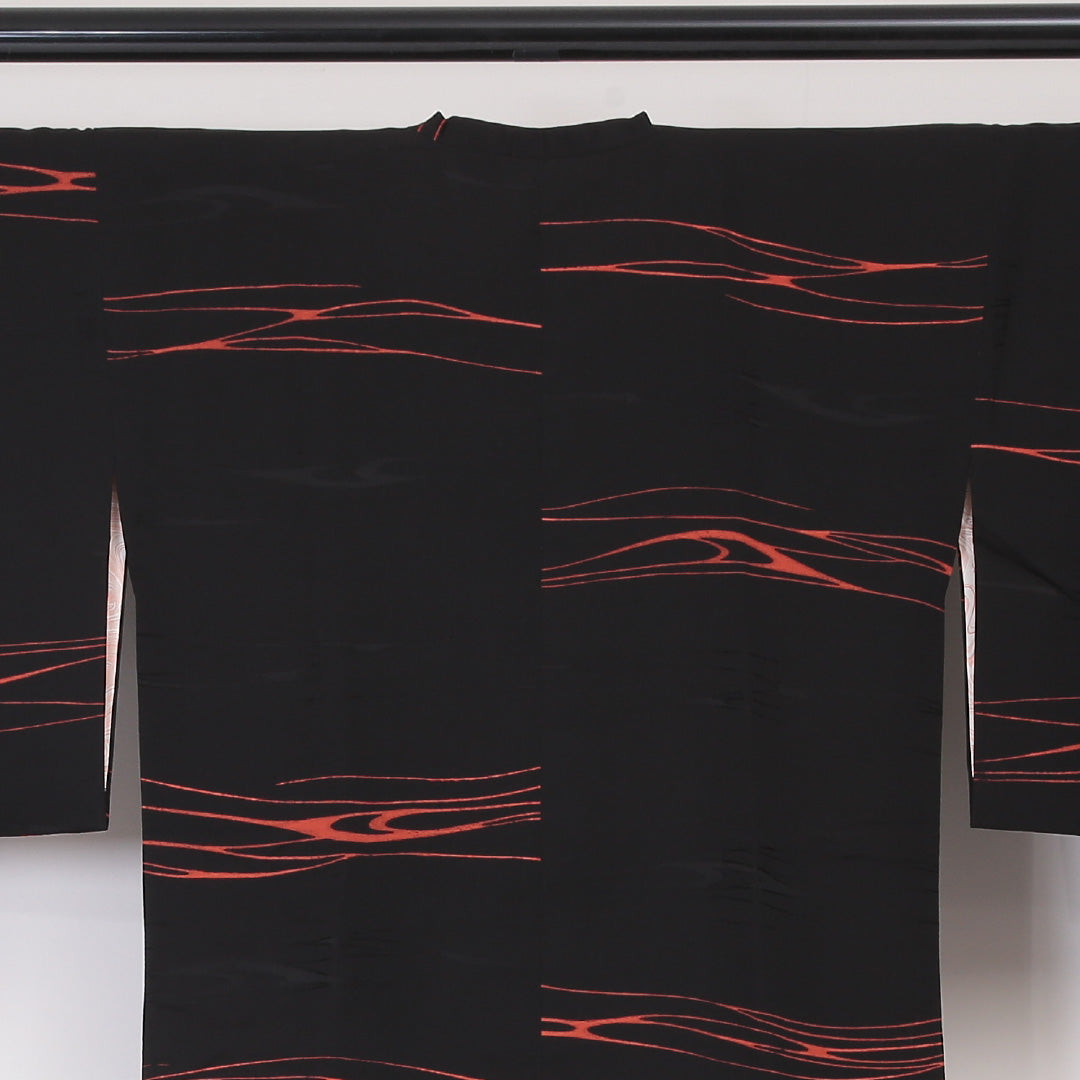 道行コート 袷 身丈90cm 裄丈66cm 正絹 Sランク Mサイズ フォーマル 創作柄 黒系 1263-05796