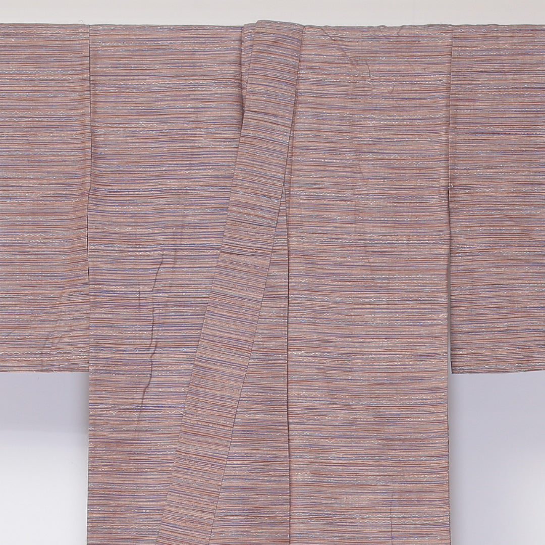 紬 単衣 身丈144cm 裄62cm 正絹 茶系 Aランク 1216-00971
