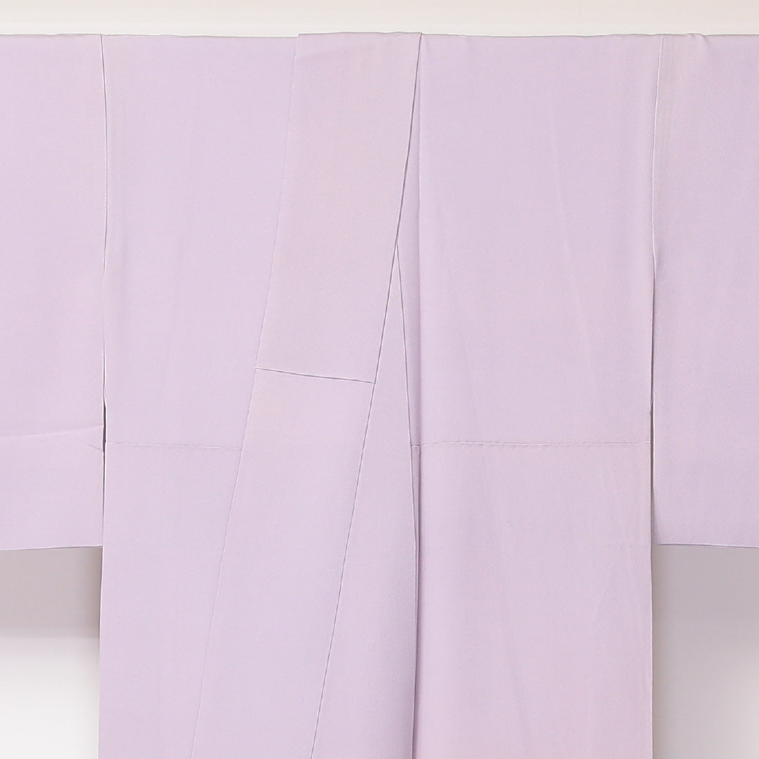 色留袖 袷 身丈156cm 裄65cm 正絹 三つ紋 切嵌め 吉祥文様 花喰い鳥 蘇州刺繡 丸に剣片喰 紫系 Aランク 1211-00153