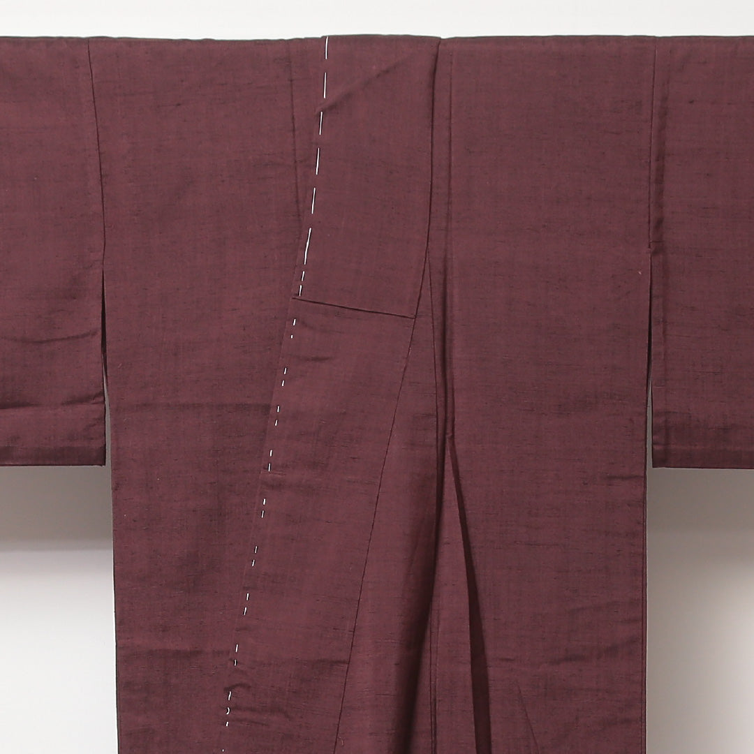 紬 単衣 身丈149cm 裄62cm 正絹 茶系 Aランク 1216-01026