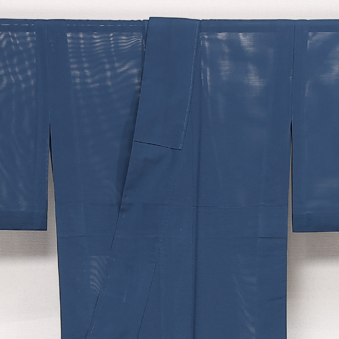 夏物 色無地 絽 身丈145cm 裄丈61cm 正絹 Bランク インフォーマル 広衿 XSサイズ 無地 紺系 RP 1219-13397