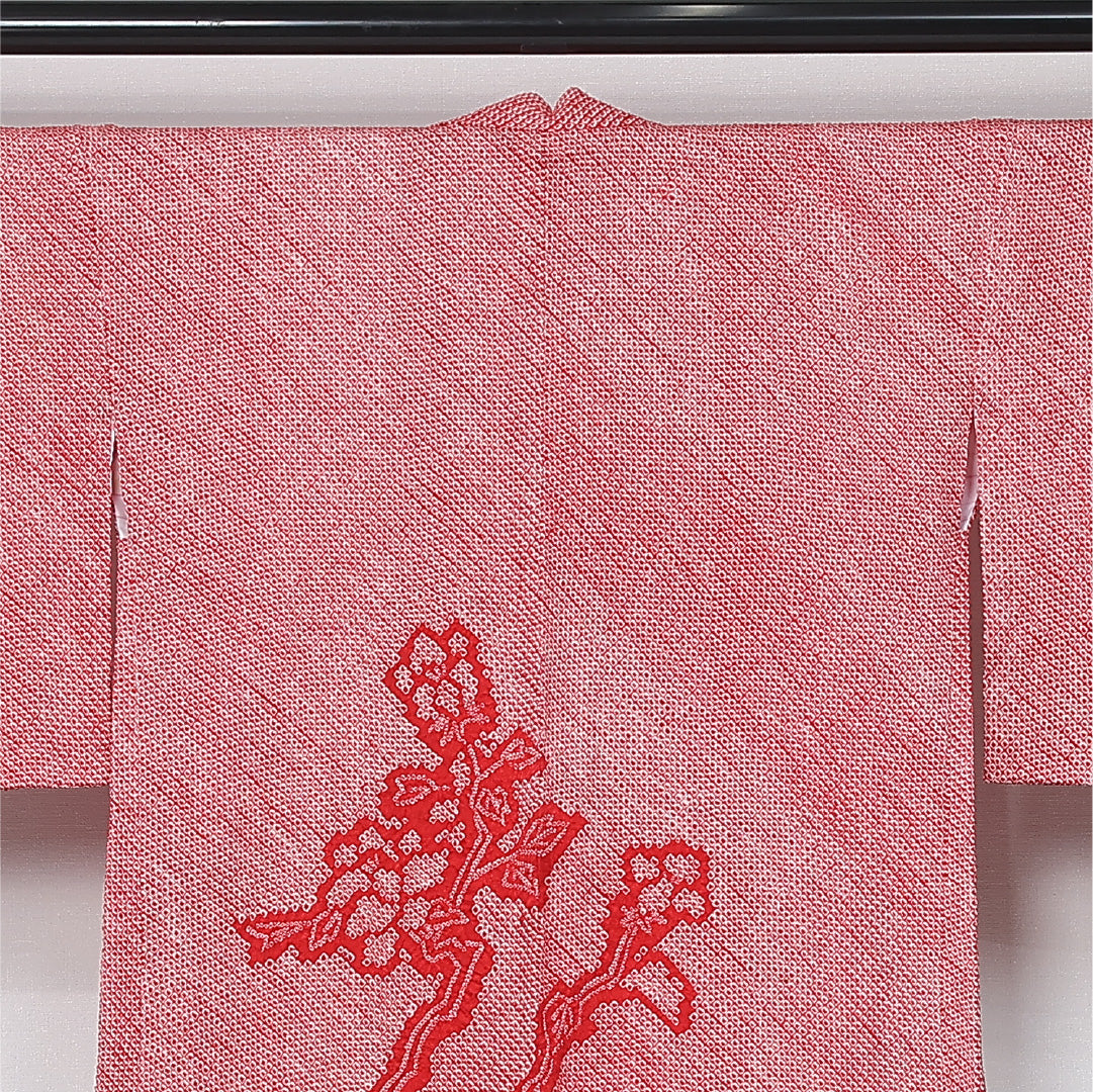絵羽羽織 袷 身丈80cm 裄丈64cm 正絹 Bランク インフォーマル Mサイズ 絞り 紐あり 紫陽花 ピンク系 GP 1234-12104
