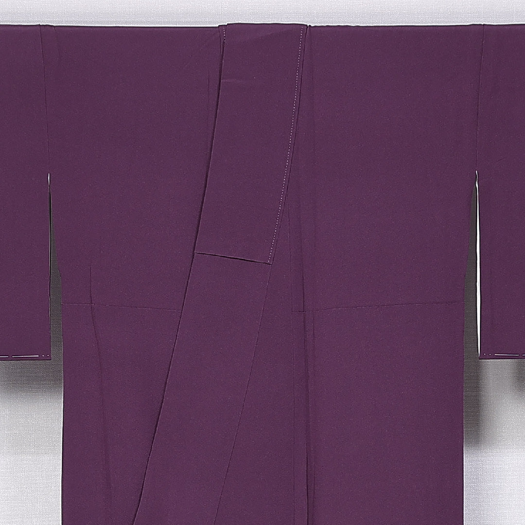色留袖 身丈156.5cm 裄丈67.5cm 袷 一つ紋 藤輪に花菱 正絹 Aランク 広衿 藤 しつけ糸 1211-F0411