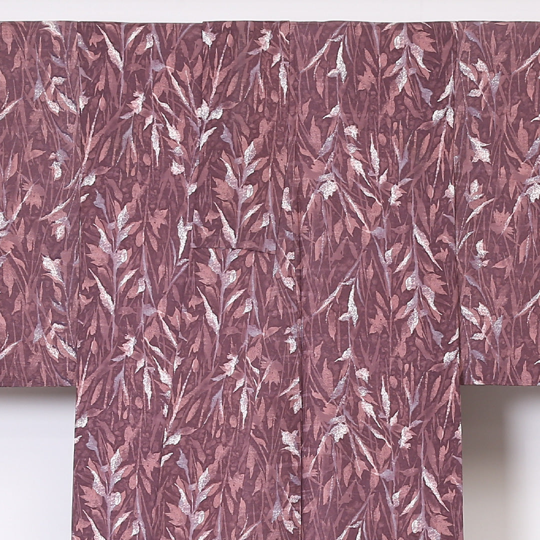 小紋 袷 身丈160cm 裄62.5cm ピンク系 花柄 正絹 Aランク 1215-01944-3413