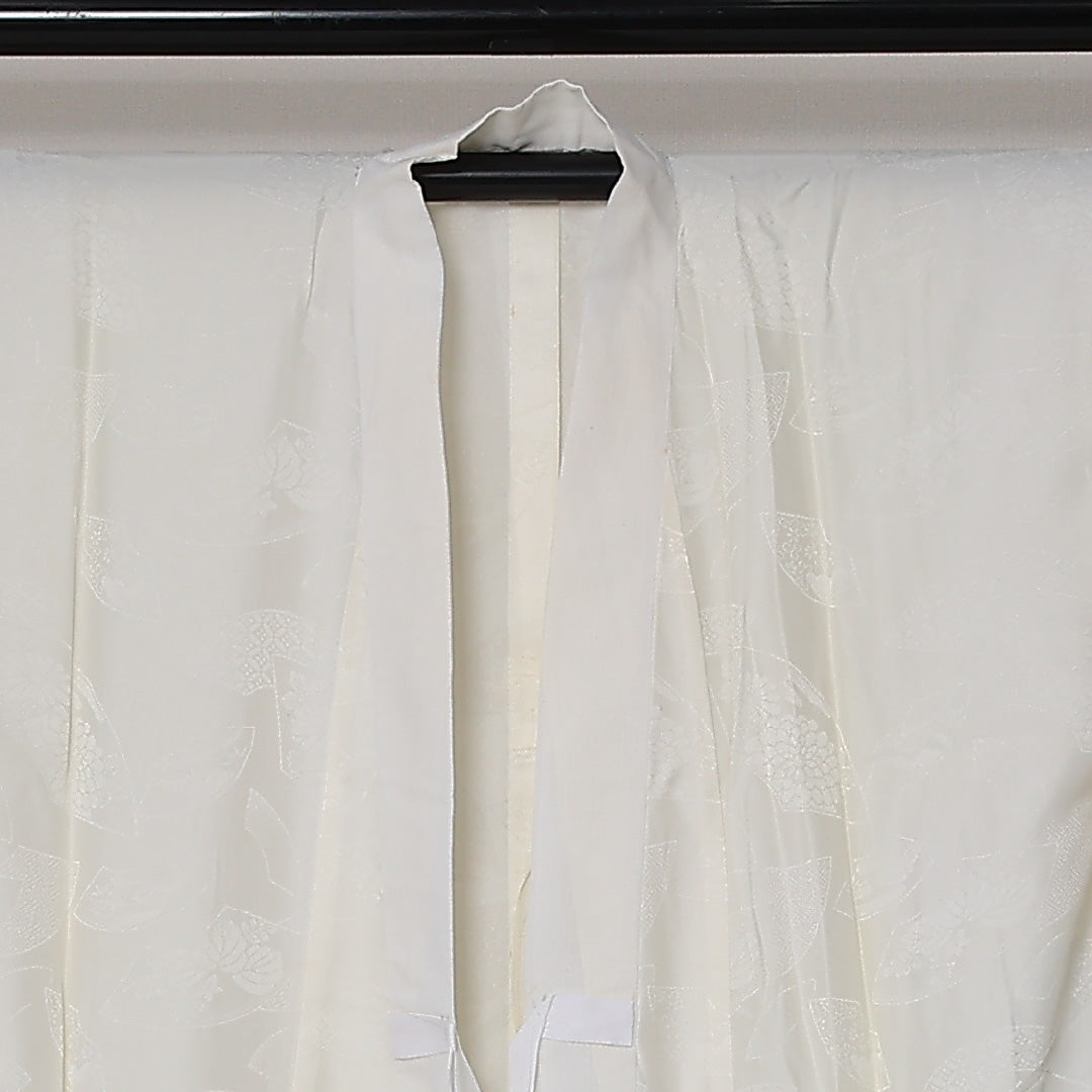 長襦袢 無双袖 身丈126cm 裄丈63cm 正絹 Aランク Mサイズ 吉祥文様 クリーム系 RP 1239-12686