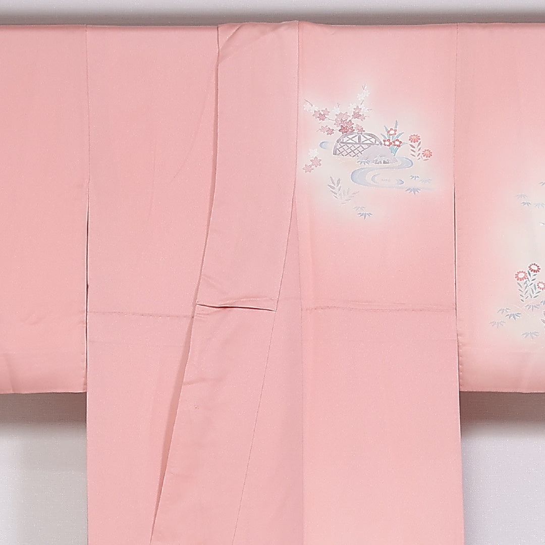 訪問着 袷 身丈168cm 裄65.5cm 正絹 流水 紅葉 牡丹 梅 菊 Aランク 1212-00751