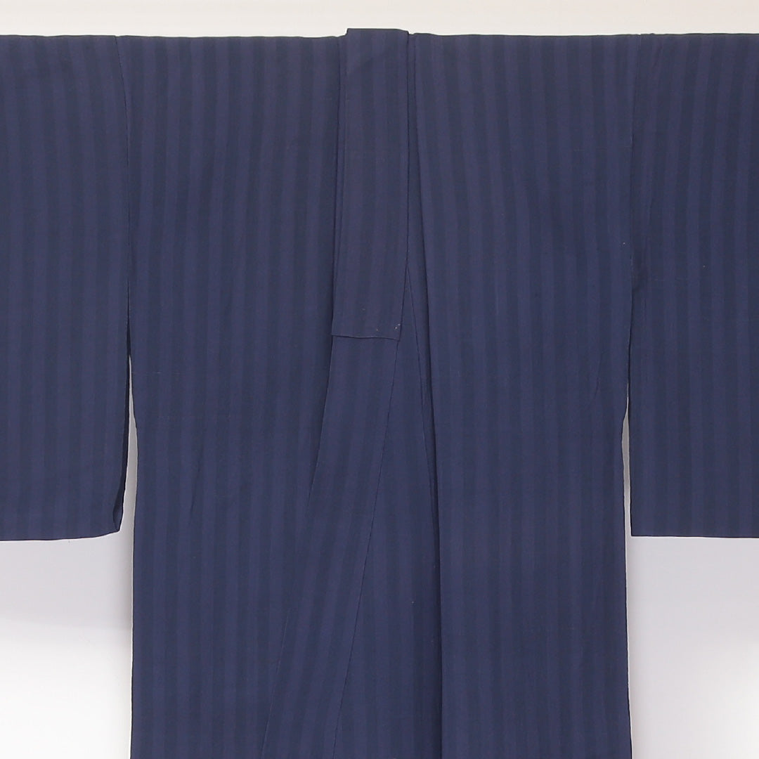 夏物 小紋 紗 身丈150cm 裄丈62cm 正絹 Cランク インフォーマル バチ衿 Sサイズ 縞 紫系 LP 1221-02161