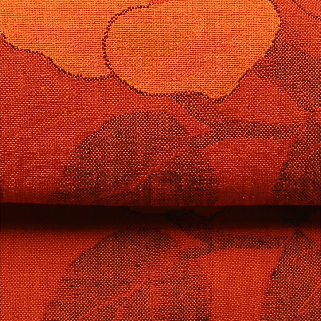 八寸名古屋帯 Sランク 帯丈362cm 正絹 六通 松葉仕立て 織り カジュアル 紬 芙蓉 朱系 LP 1245-01760
