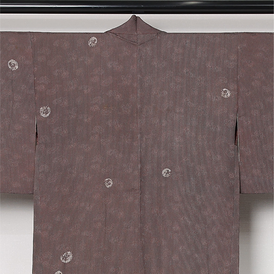 羽織 袷 身丈80cm 裄丈61cm 正絹 Cランク カジュアル Sサイズ 紐あり 龍 紫系 LP 1232-12791