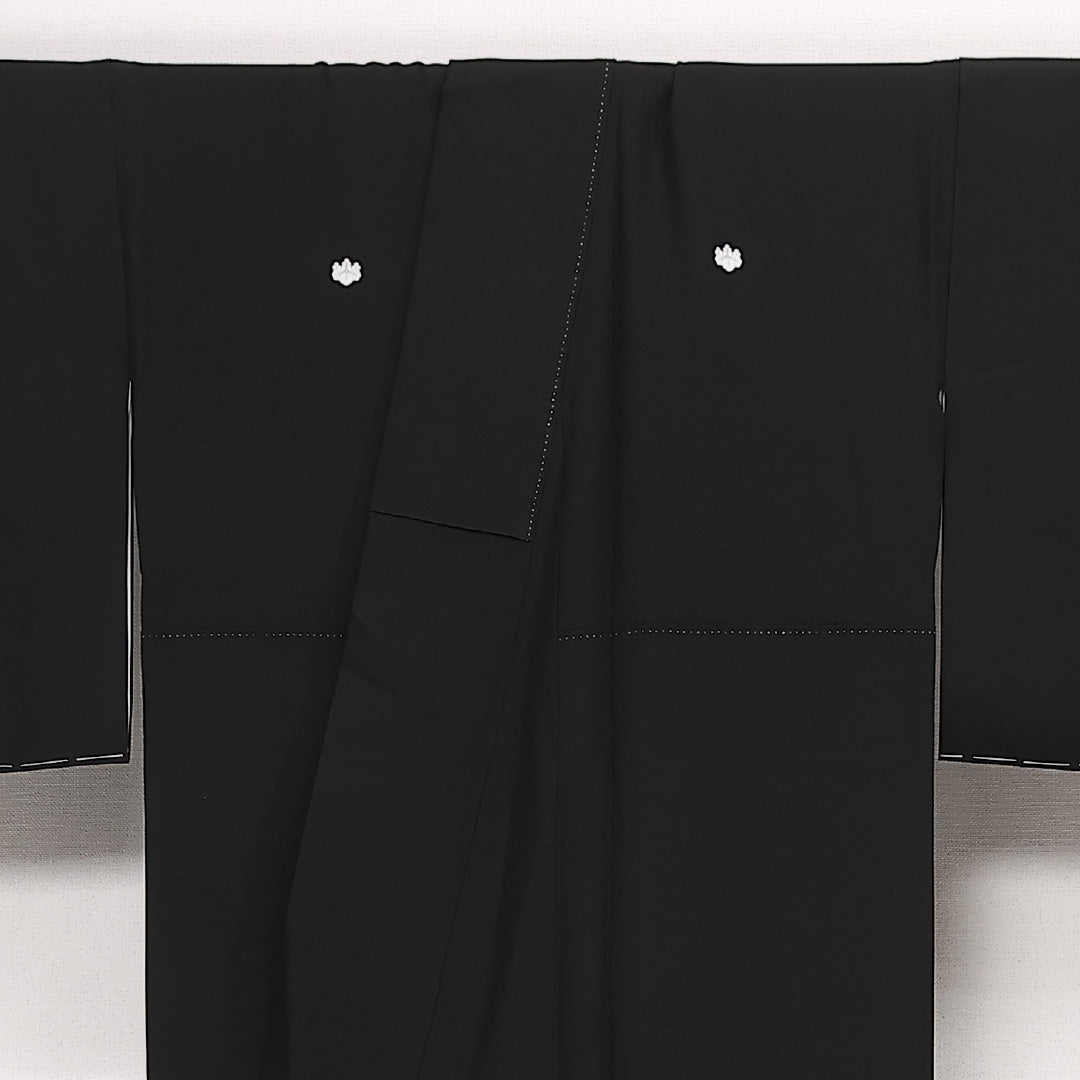 黒紋付 五つ紋 五三桐 身丈172cm 裄丈70cm Sランク 正絹 袷 広衿 2XL フォーマル 黒系 1299-F0587