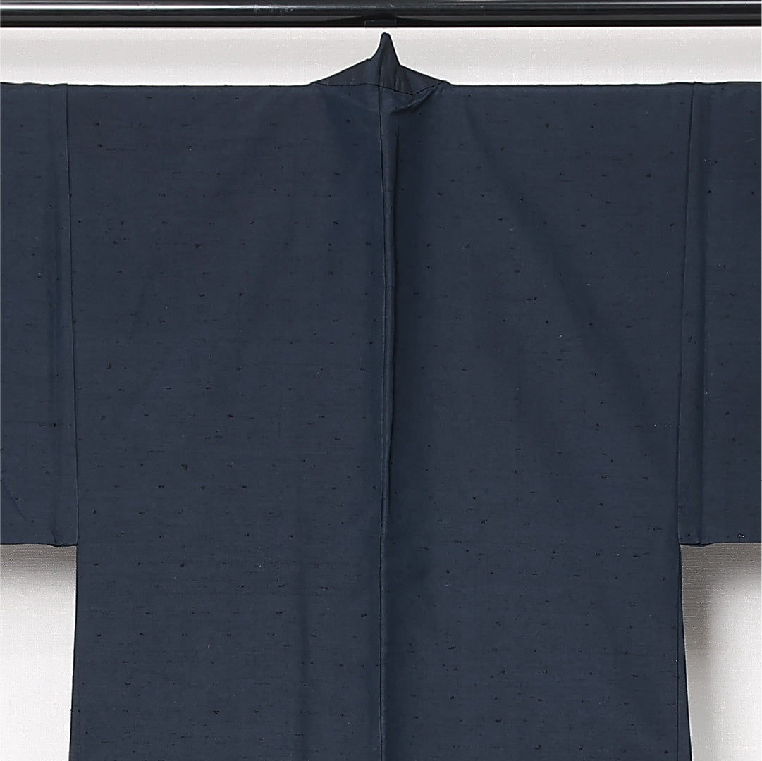 未使用品 羽織 男性用 袷 身丈91cm 裄丈34cm 正絹 Nランク カジュアル XSサイズ ひげ紬 しつけ糸 無地 紺系 RP 1235-13051