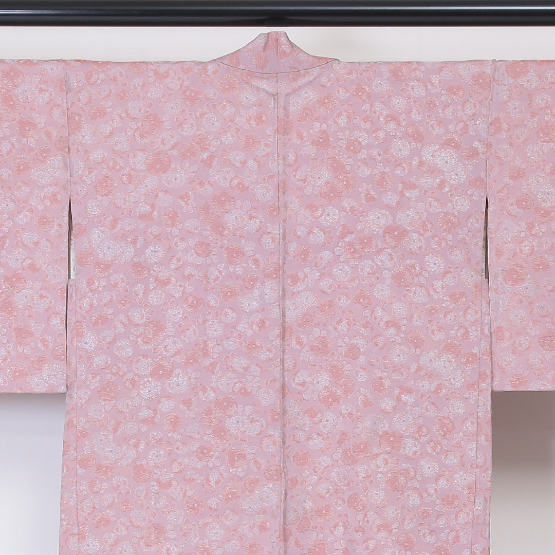 羽織 袷 身丈74cm 裄丈62cm 正絹 Bランク カジュアル Sサイズ 紐あり 花柄 ピンク系 HP 1232-05948