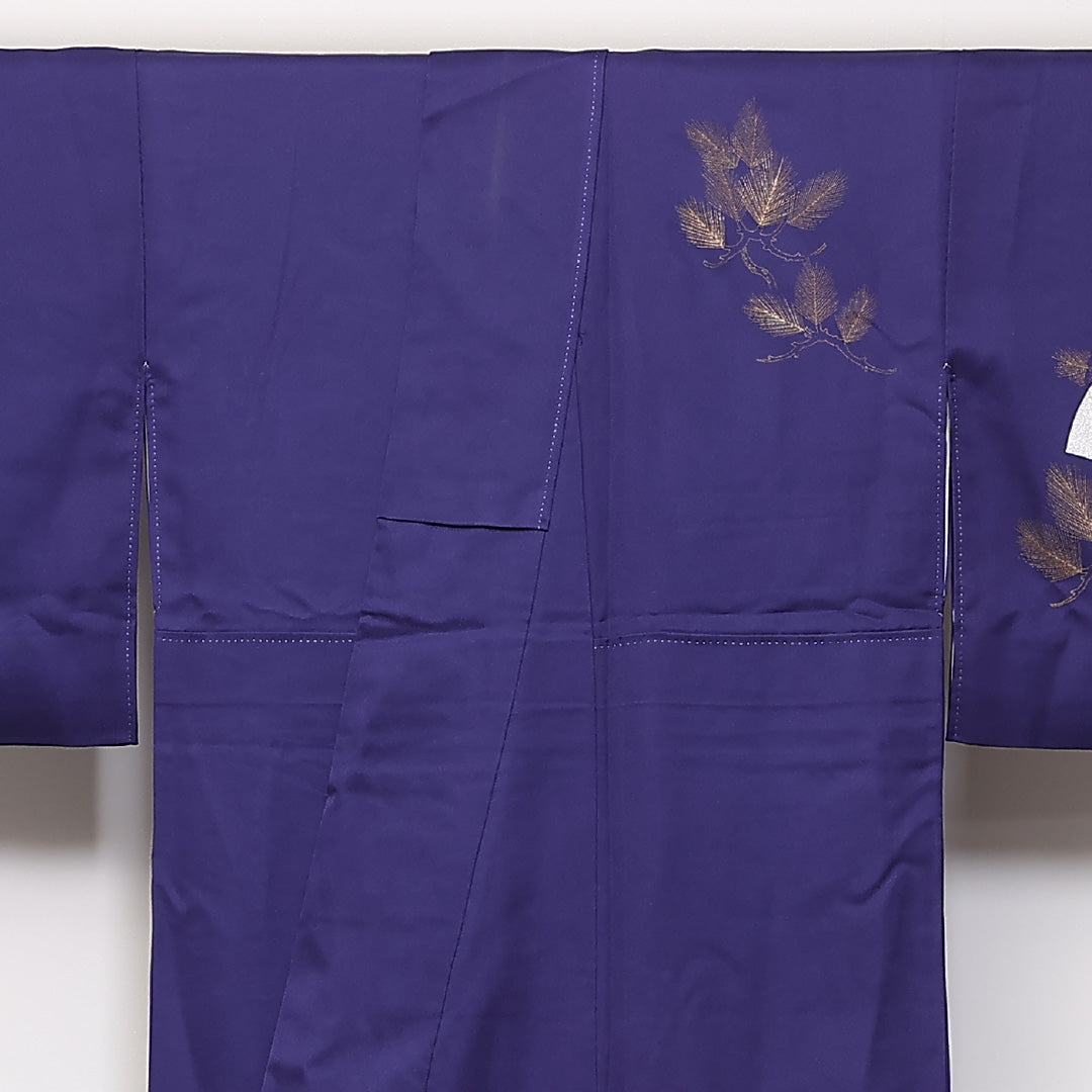訪問着 袷 身丈158cm 裄64.5cm 正絹 金彩 扇子 鴛鴦 菖蒲 箔 松 Aランク 1212-00697