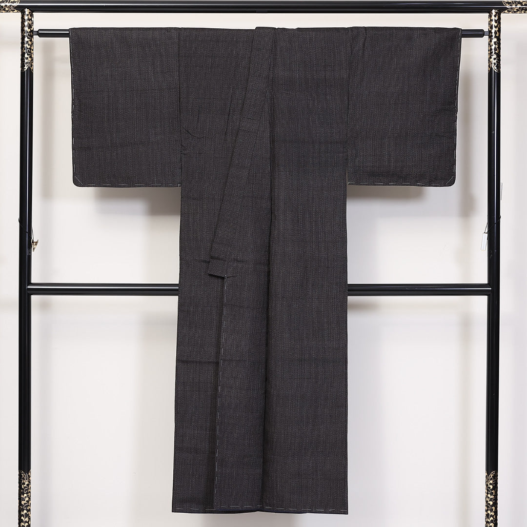 男着物 (大島紬) 袷 身丈145cm 裄丈65cm 正絹 Aランク インフォーマル 棒衿 Lサイズ 無地 茶系 RP 1224-06266