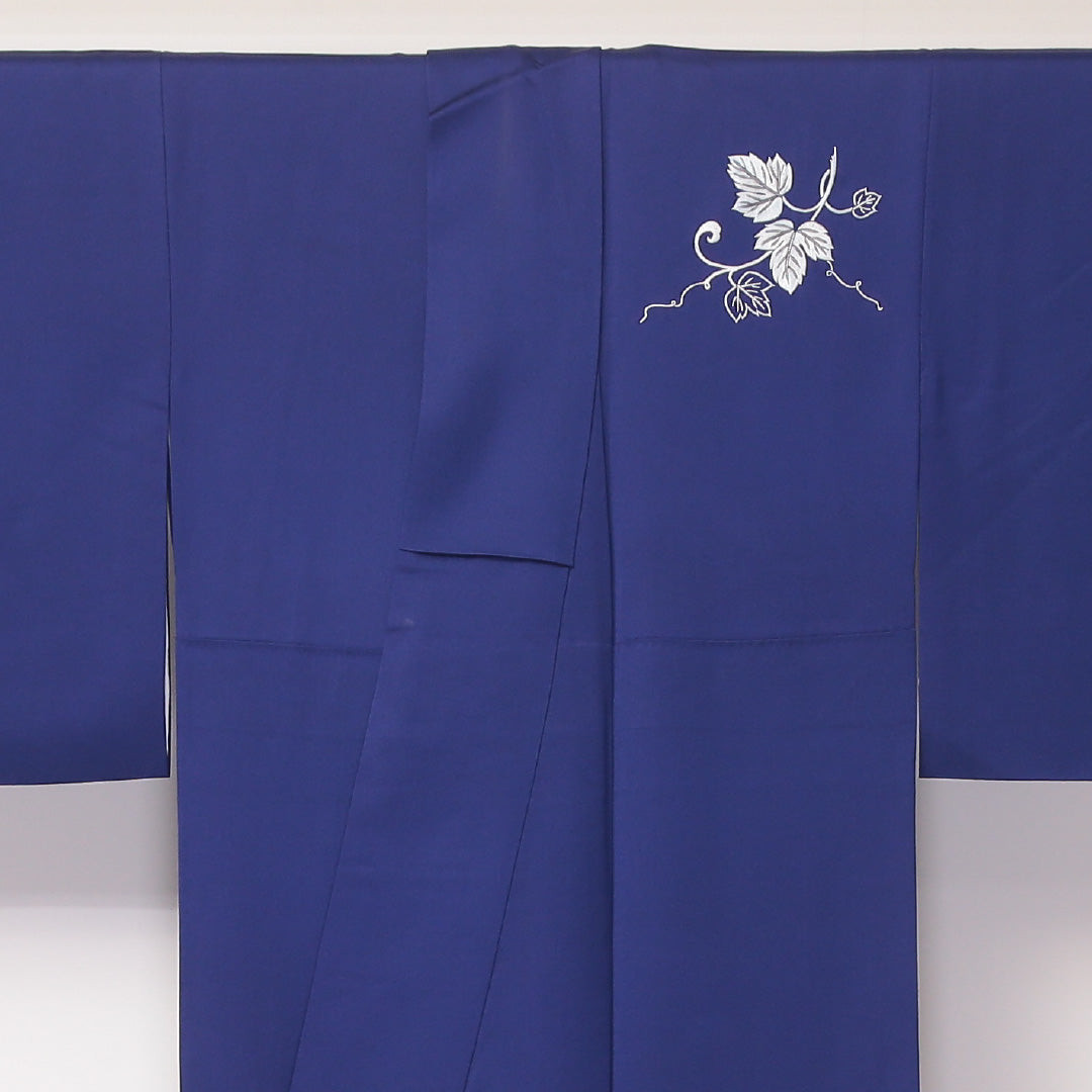 訪問着 袷 身丈160~164cm 裄62cm 正絹 葡萄 壺 蘇州刺繡 鉄紺 青系 Aランク 1212-00614