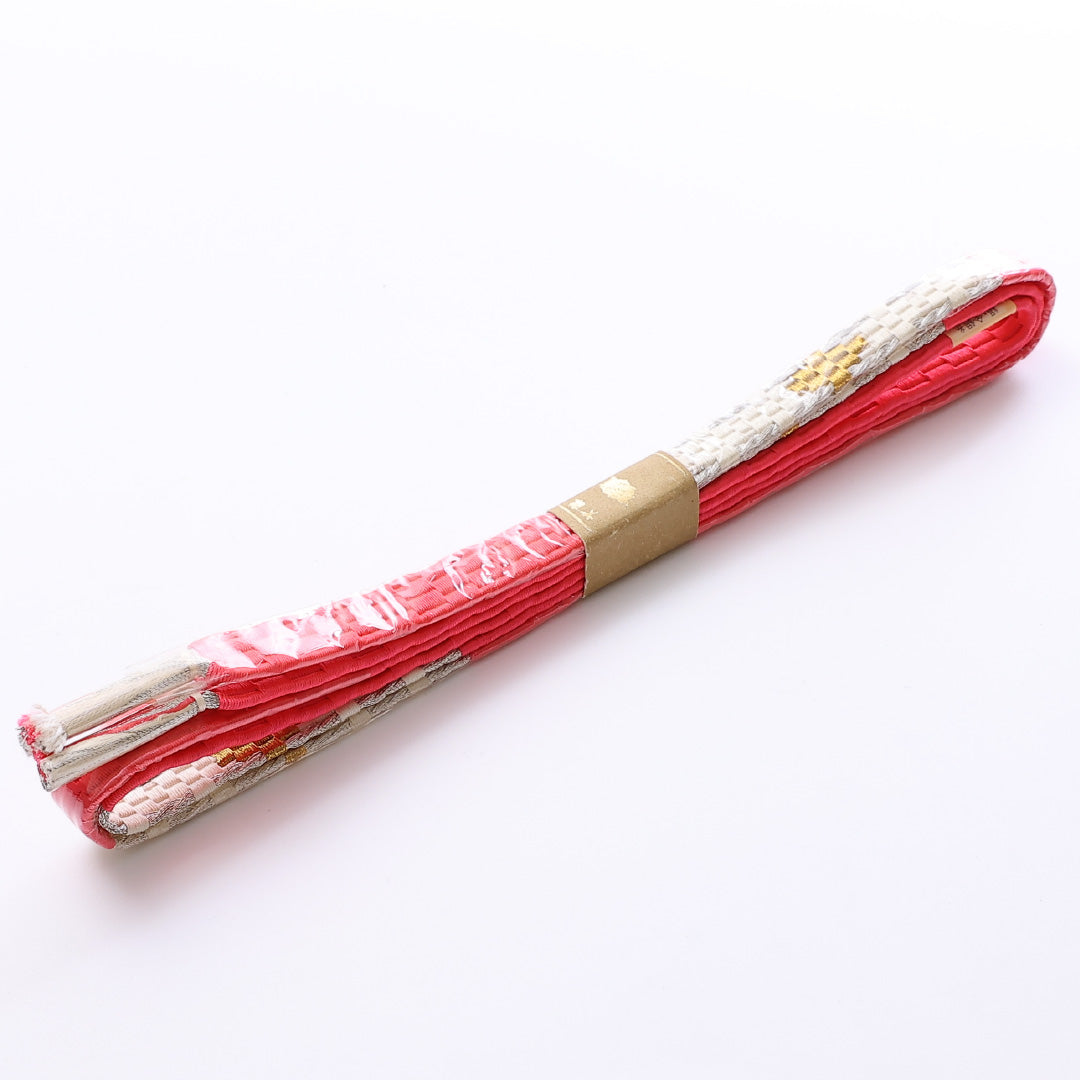 新古品 帯締め 平組紐 金銀糸 礼装用 正絹 ピンク系 Nランク 1236-000624