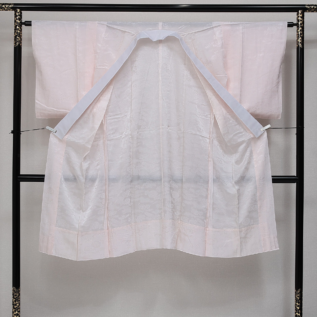 長襦袢 無双袖 身丈120cm 裄丈61cm 正絹 Sランク Sサイズ 菊 笹 ピンク系 RP 1239-14474