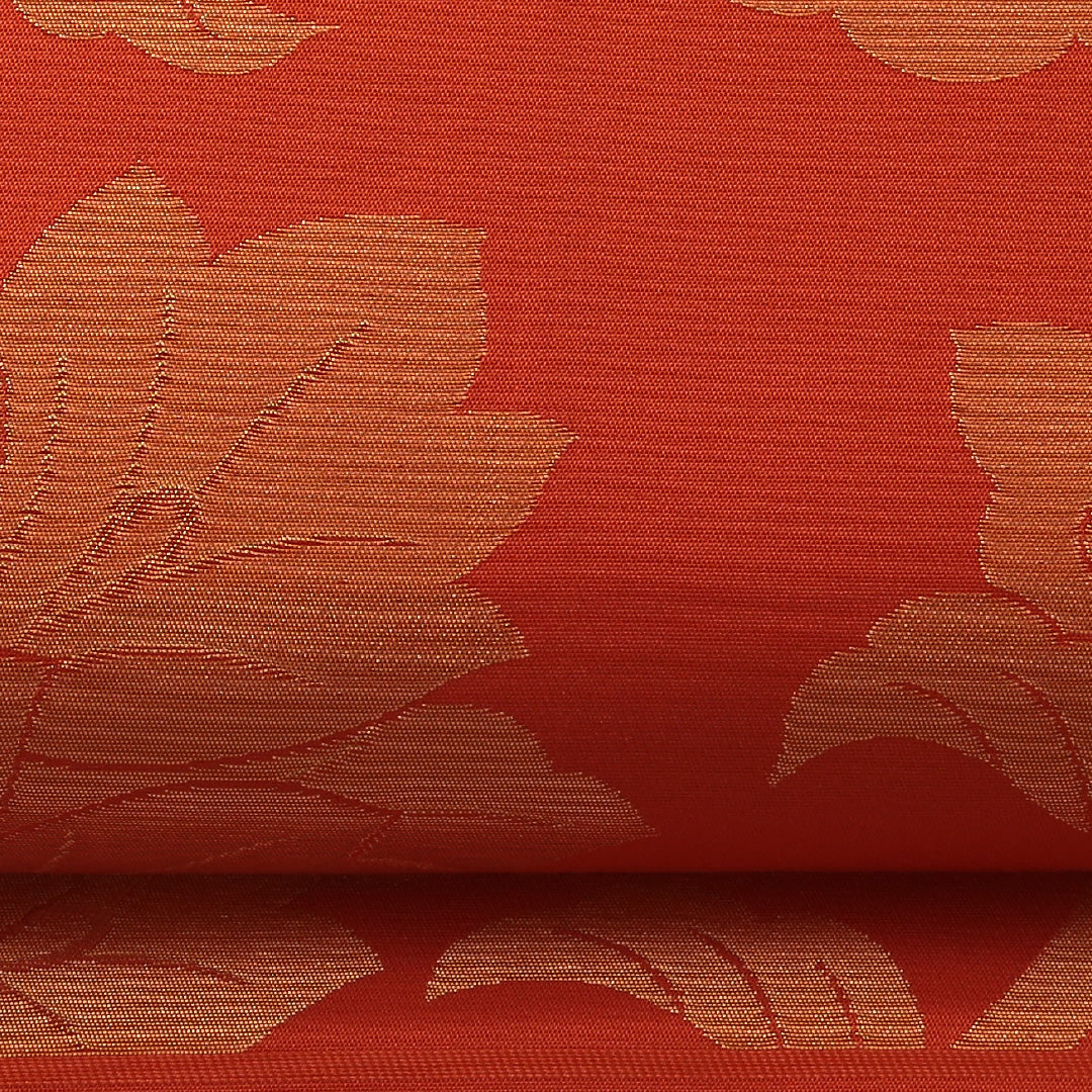 本袋帯 帯丈444cm フォーマル 全通 Sランク 正絹 唐華 蓮 朱系 1223-01894