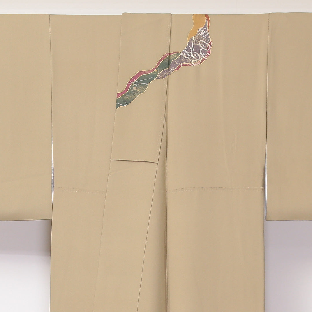 付下げ 袷 身丈160~164cm 裄63.5cm 正絹 道長取り 金彩 ベージュ系 Sランク 1212-00631