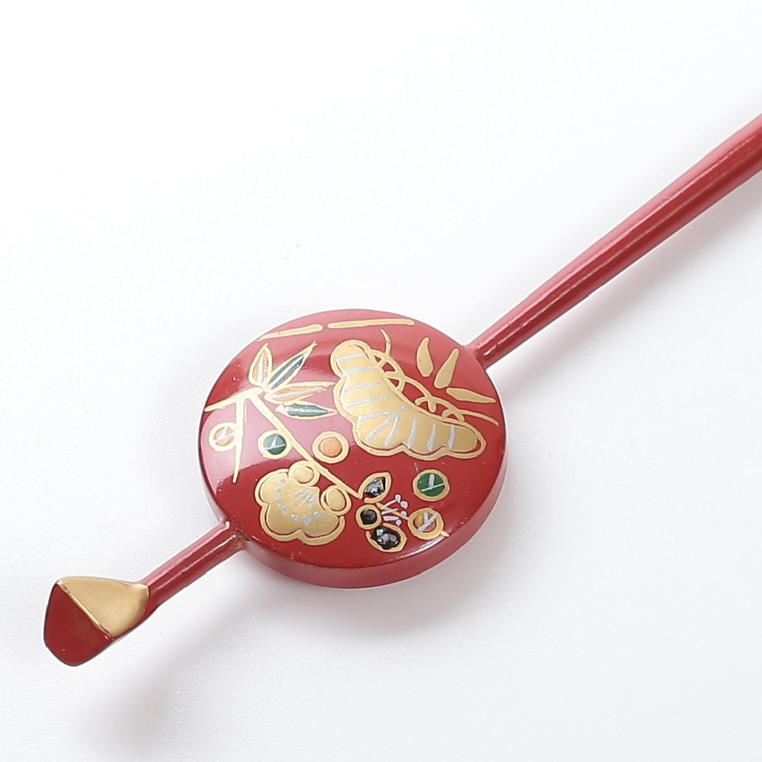 かんざし 和装小物 Sランク 木 木工 蒔絵 赤系 1221-00046