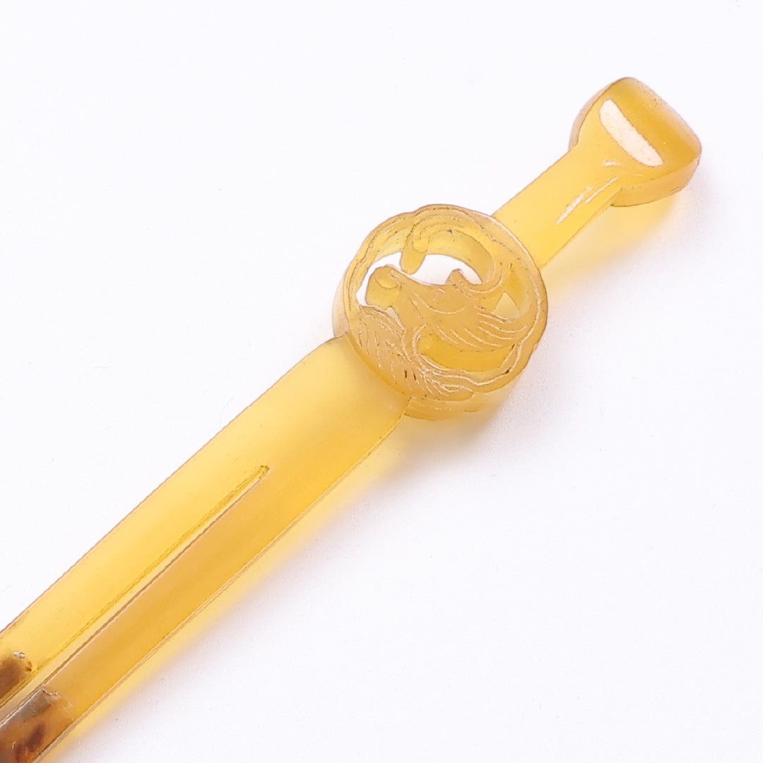 アンティーク 平打ちかんざし 髪飾り Bランク アクリル樹脂 べっ甲風 黄系 1237-00168