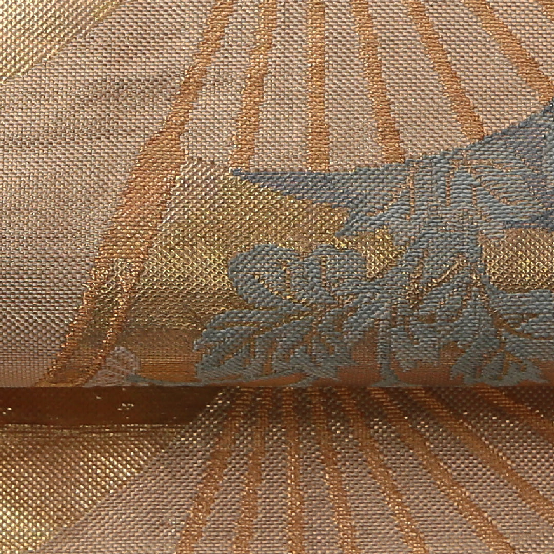 袋帯 六通 帯丈464cm フォーマル Sランク 正絹 扇 菊 金系 1223-01461