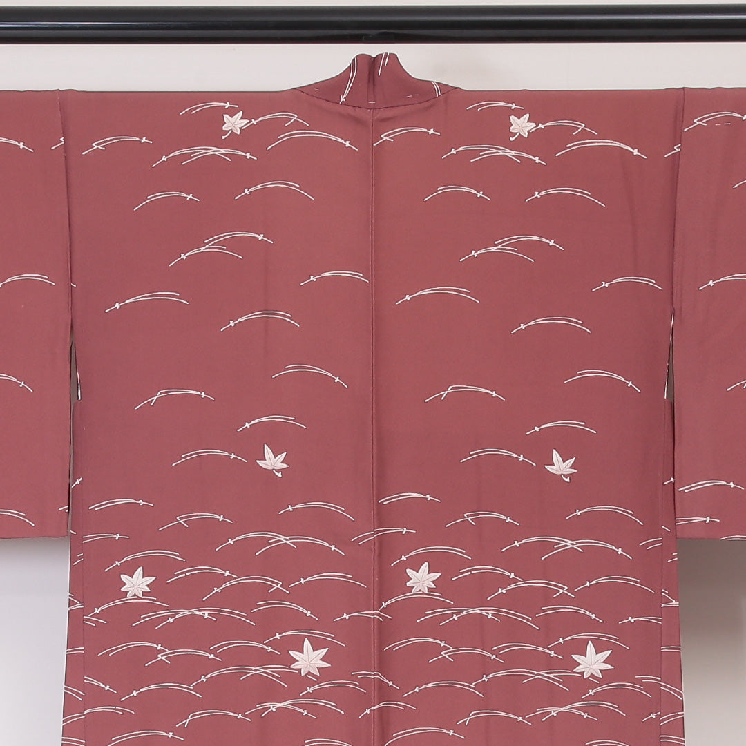 羽織 袷 身丈83cm 裄丈64cm 正絹 Sランク カジュアル Mサイズ 紅葉 茶系 RP 1232-05794