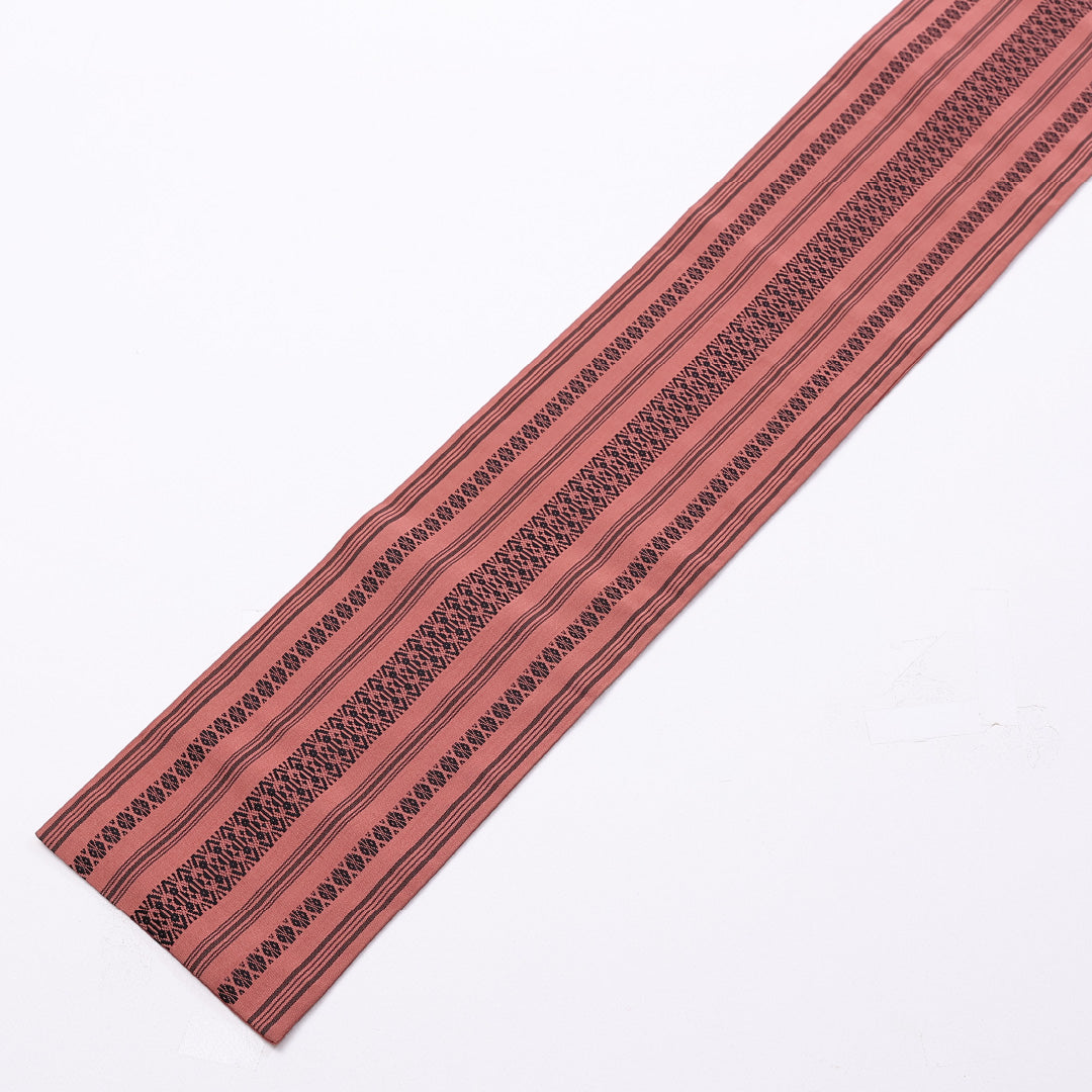 本場筑前博多織 半幅帯 帯丈318cm 全通 小袋帯 献上柄 正絹 ピンク系 Aランク 1225-000228