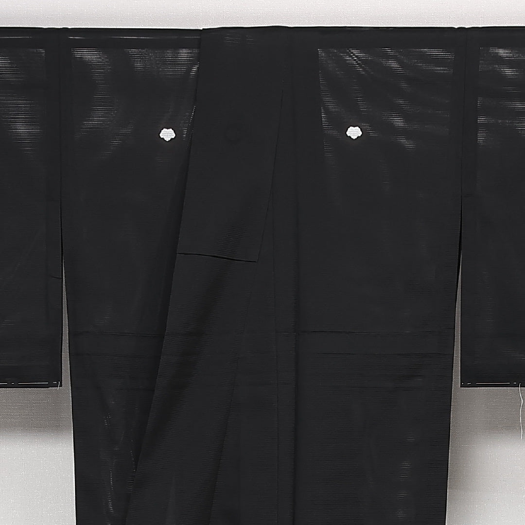 黒紋付 五つ紋 蔦 身丈164cm 裄丈67cm Sランク 正絹 夏物 広衿 L フォーマル 黒系 1299-F0550