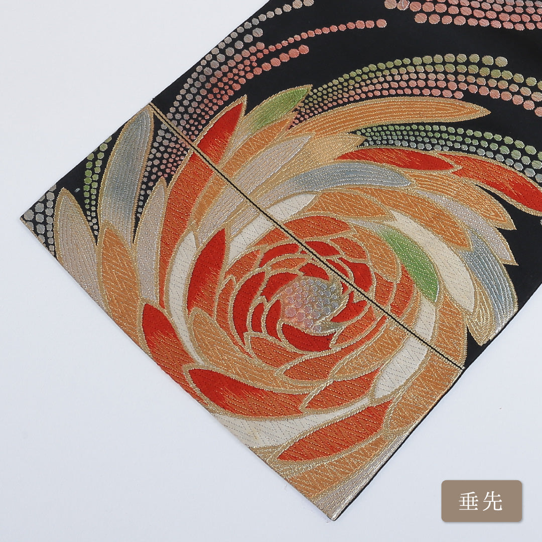 袋帯 帯丈416cm 六通 仕立て上がり フォーマル Sランク レトロ 吉祥文様 金糸 銀糸 黒系 122300510210