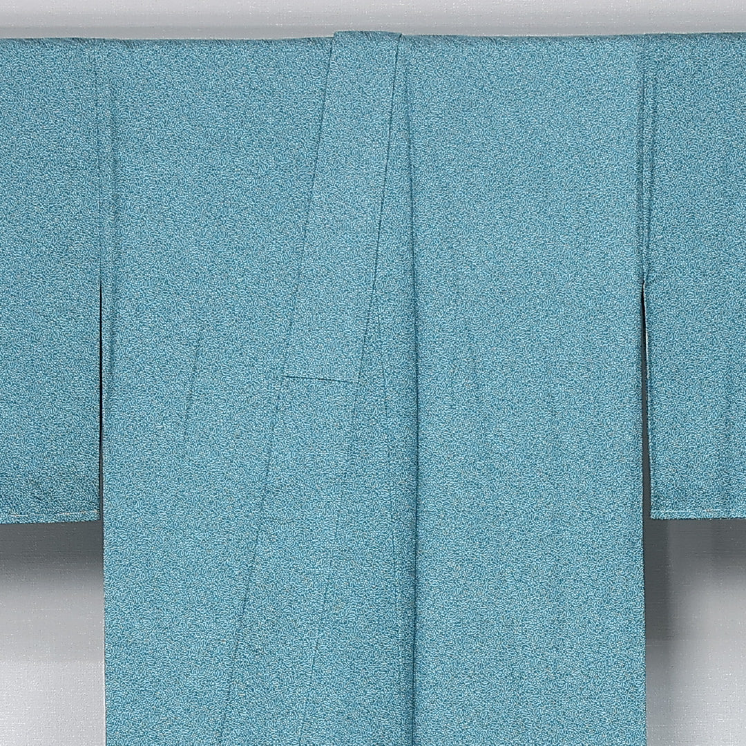 江戸小紋 身丈160cm 裄丈64.5cm Sランク L 正絹 袷 バチ衿 カジュアル 水色系 1262-12030