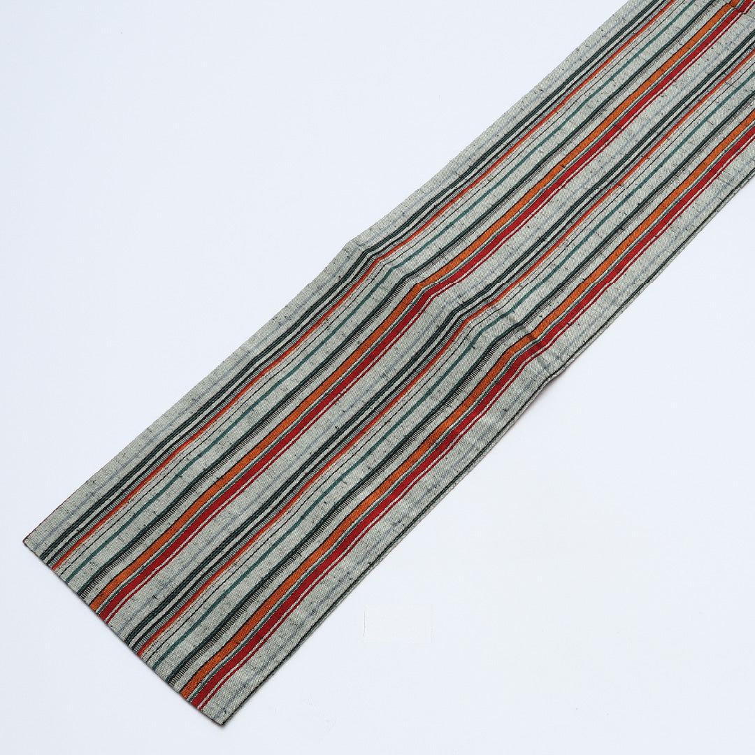 未使用品 半幅帯 帯丈356cm ポリエステル 全通 小袋帯 カジュアル 縞 グレー系 1247-00539