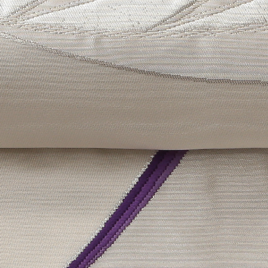 振袖用 袋帯 帯丈436cm 正絹 六通 孔雀 銀系 1243-01478