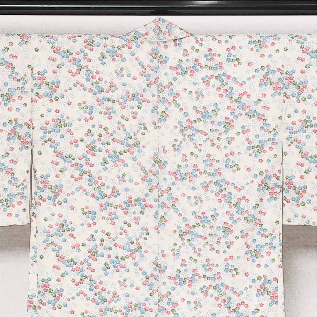 羽織 袷 身丈81cm 裄丈64cm 正絹 Aランク カジュアル Mサイズ 紐あり 花柄 白系 HP 1232-13763