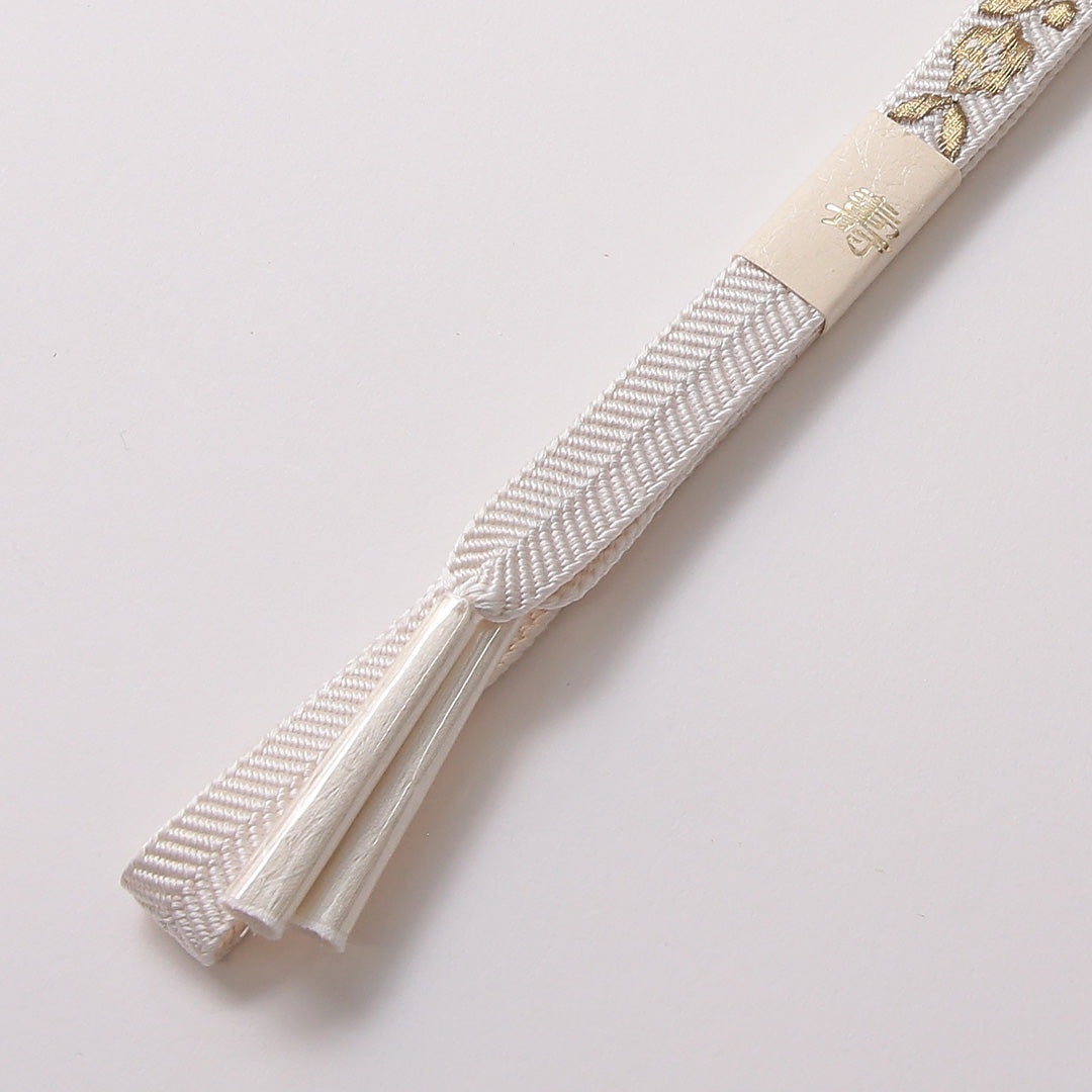 新古品 帯締め・帯揚げセット Nランク 留袖用 総絞り 鶴 平組紐 笹浪組 刺繍 正絹 共箱 和装小物 帯締め 帯揚げ 白系 1221-00974