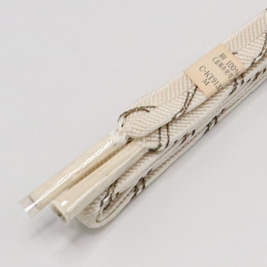新古品 帯締め 留袖用 正絹 Nランク 平組紐 笹浪組 白系 金系 1236-01084