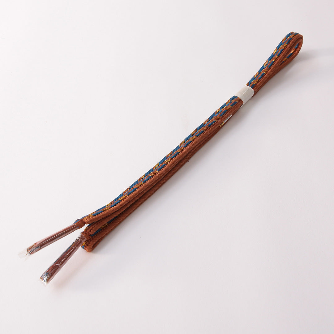 新古品 帯締め 正絹 Nランク 平組紐 綾竹組 茶系 金系 1236-01501