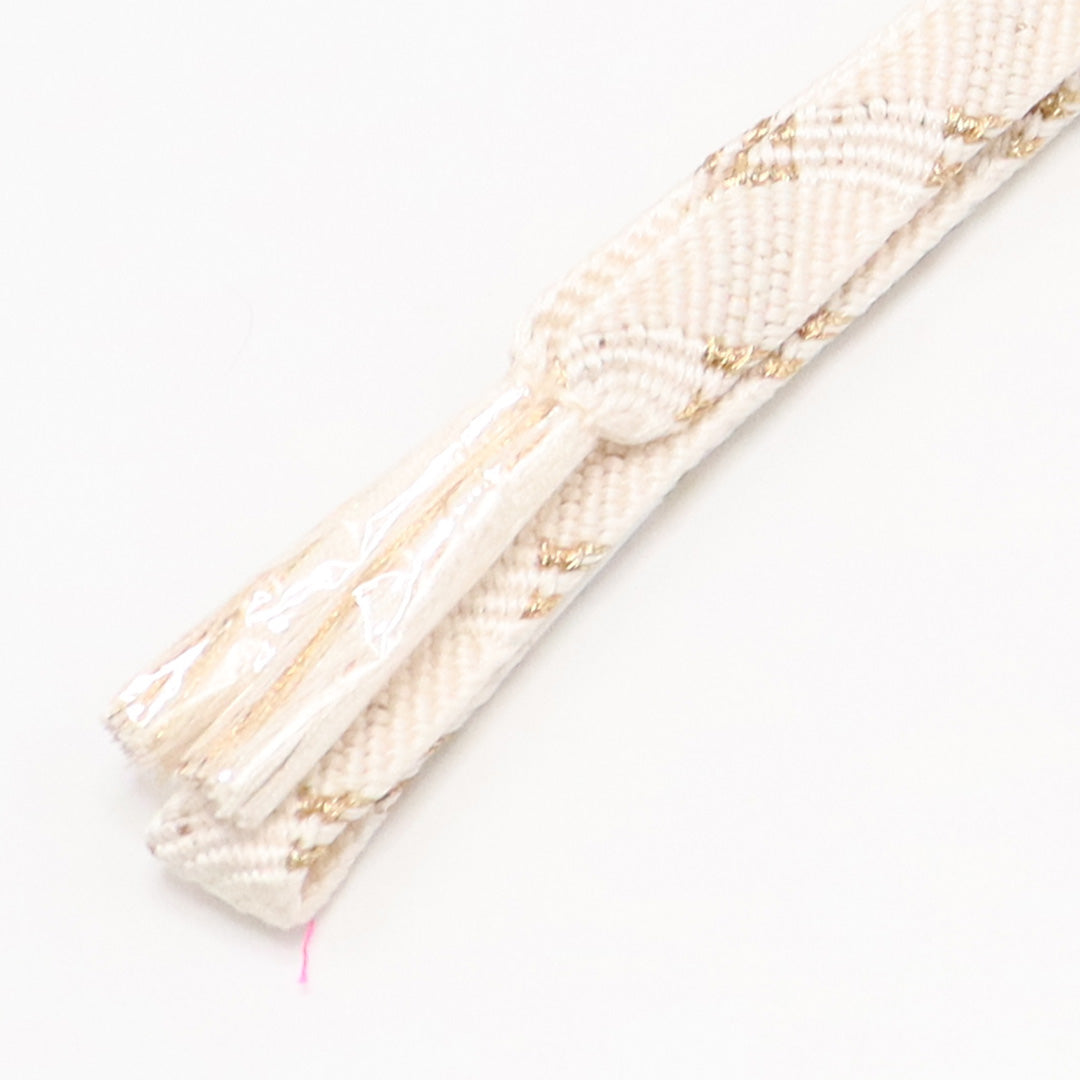 未使用品 留袖用 帯締め 平組紐 唐組 正絹 白系 金系 1251-01076