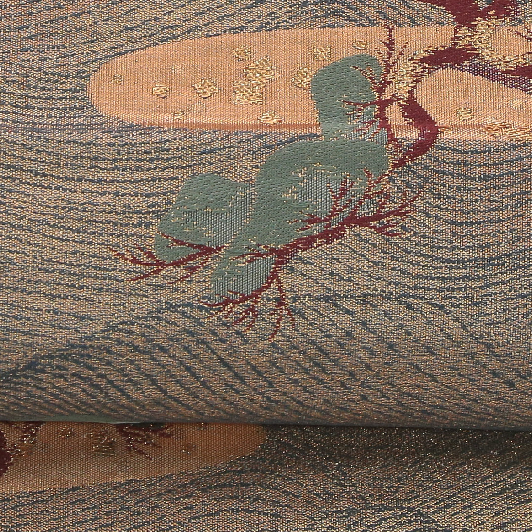 袋帯 帯丈420cm 正絹 全通 帯芯なし リバーシブル フォーマル 浜松 鶴 ベージュ系 1243-02323