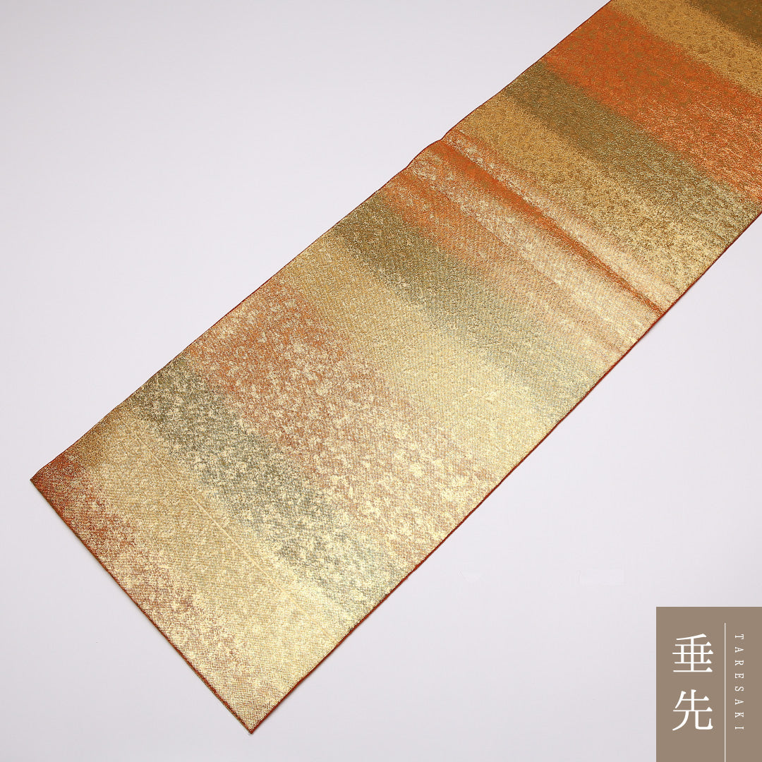 袋帯 帯丈432cm 正絹 六通 セミフォーマル ふくれ織 抽象柄 朱系 1243-01019