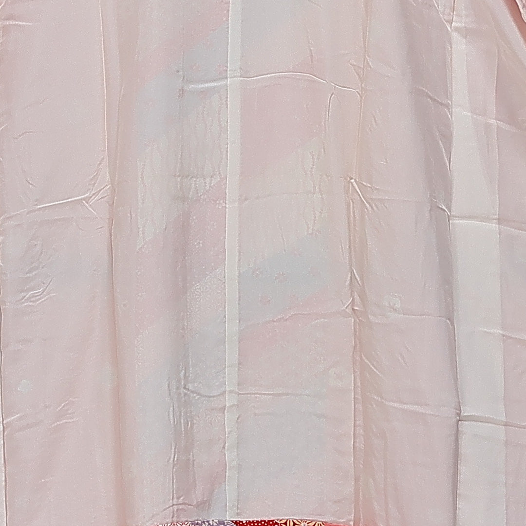 長襦袢 無双袖 身丈129cm 裄丈66cm 正絹 Sランク Lサイズ 吉祥文様 ピンク系 RP 1239-14482