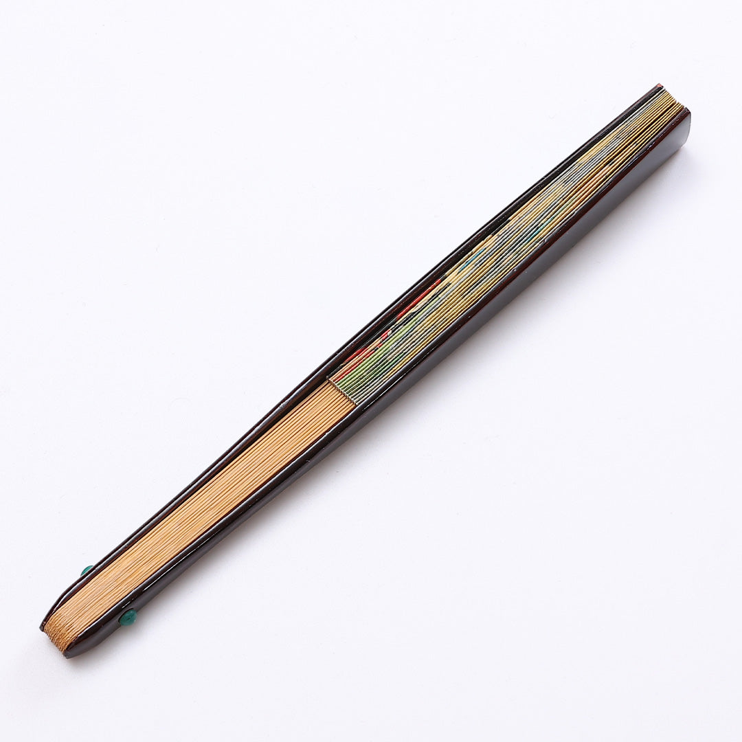 扇子 Sランク 竹製 平安絵巻 礼装用 茶扇 金系 1240-00305