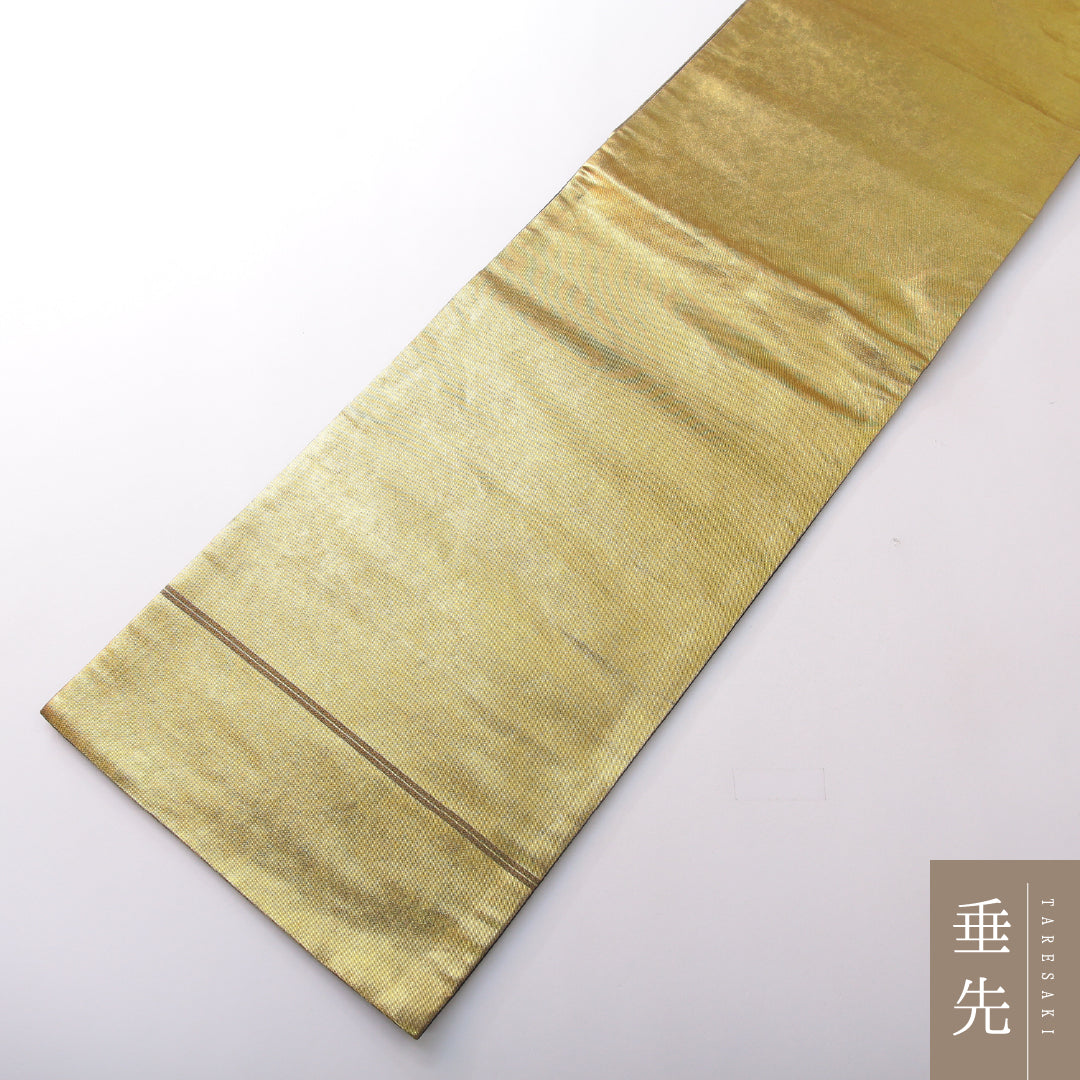 袋帯 帯丈440cm 井筒工芸 本金箔 フォーマル 六通 帯芯なし Sランク 正絹 金箔 無地 金系 1223-02167
