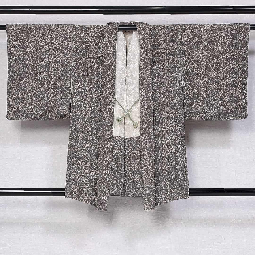 羽織 袷 身丈82cm 裄丈61cm 正絹 Aランク カジュアル Sサイズ 紐あり 抽象柄 茶系 RP 1232-11091